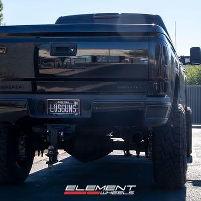 20 inch Mayhem Tripwire 8110BM Gloss Black w/ Milled Spokes on a 2015 GMC Sierra Denali 2500