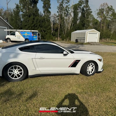 Staggered 20 inch Variant CDM-3P in Gloss White w/ Carbon Fiber Lip on a 2017 Ford Mustang Roush