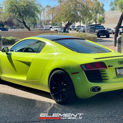 Staggered 19 inch Variant Radon in Gloss Black on a 2009 Audi R8