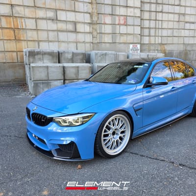 20 Staggered Fifteen52 Holeshot RSR in Radiant Silver on a 2018 BMW M3