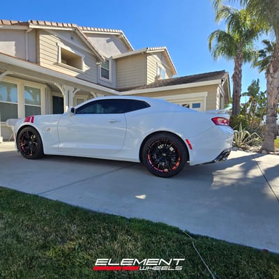 20 Staggered Performance Replicas PR194 Gloss Black Red Machined on a 2017 Chevrolet Camaro SS