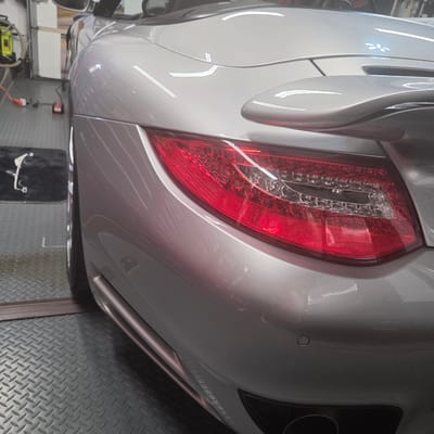 Staggered 19 inch Ruger Mesh in Liquid Silver on a 2010 Porsche 911 Carrera 997 Turbo