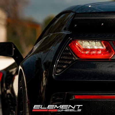 19/20 Double Staggered Variant Radon Gloss Piano Black on a Chevrolet Corvette C7 Grand Sport