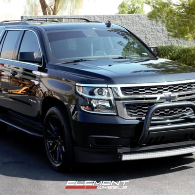 24 Inch Lexani R-Twelve Satin Black w/ Glossy Black Lip w/ Cap on 2020 Chevrolet Tahoe
