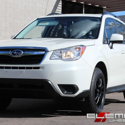 17 inch Drag DR-31 All Matte Black on 2016 Subaru Forester w/ Specs