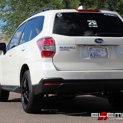 17 inch Drag DR-31 All Matte Black on 2016 Subaru Forester w/ Specs