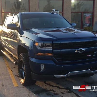 20 inch Fuel Turbo Gloss Black Milled wheels on 2016 Chevy Silverado 1500 Leveled w/ Specs