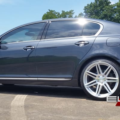 Front: 20x9 5x4.5 +35mm offset w/ 245/35/20 Tires Rear: 20x10 5x4.5 +40mm offset w/ 285/30/20 Tires Car is lowered on Eibach Lowering springs