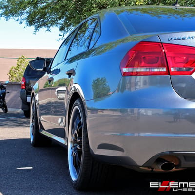20x8.5 Helo HE845 Gloss Black Machined wheels on a 2012 VW Passat w/ Specs