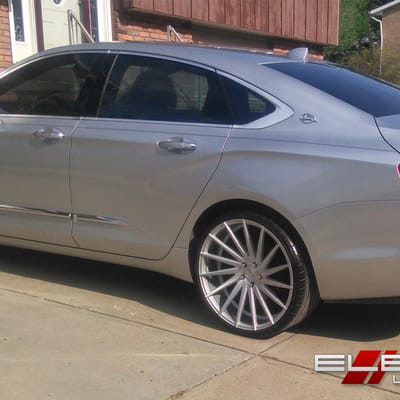 22 inch Staggered Varro VD15 Matte Silver Brushed Face on 2015 Chevy Impala w/ Specs
