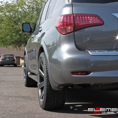 22x9.5 Dub 8-Ball Black/Milled S187 on a Infiniti QX80 w/ Specs