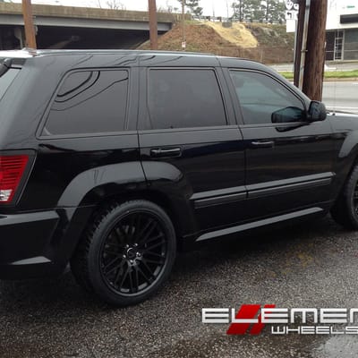 22 inch staggered Black Di Forza BM4 All Black Wheels 2008 Jeep Grand Cherokee SRT8 w/ Specs