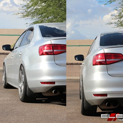 19 inch MRR VP3 Matte Graphite Machined w/ Gold Rivets on 2015 VW Jetta w/ Specs