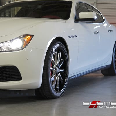 20 inch Staggered Lexani LF707 (Multi Piece) Gloss Black Machined on 2015 Maserati Ghibli w/ Specs