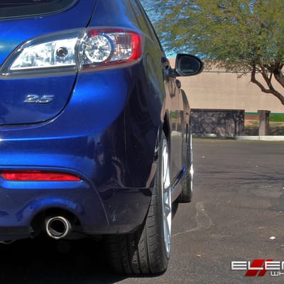 18x8.5 Rotiform SPF Silver Machined on 2012 Mazda 3 w/Specs