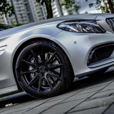 ADV.1 ADV5.0 V22 Satin Black on Mercedes Benz C63 AMG