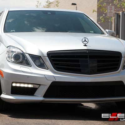 20 inch Staggered Black Di Forza BM-10 All Matte Black on 2010 Mercedes E63 AMG w/ Specs