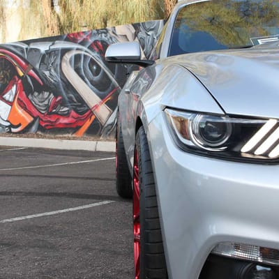 19 inch MRR FS01 Candy Red on 2015 Ford Mustang Eco w/ Specs