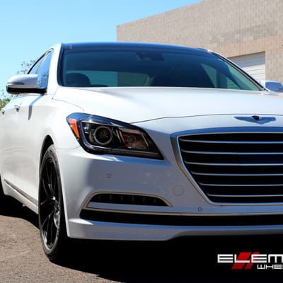 18 inch Niche Misano Matte Black on 2015 Hyundai Genesis Sedan w/ Specs