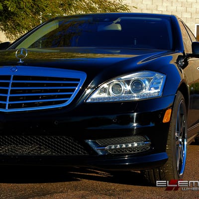 20 inch Staggered Mandrus Simplex Gunmetal Machined w/ Stainless Chrome Lip on 2012 Mercedes S550 w/ Specs