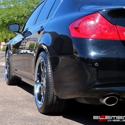 20 inch Staggered XIX X21 Black w/Machined Face (Chrome Stainless Steel Lip) on 2013 Infiniti G37 Sedan w/ Specs