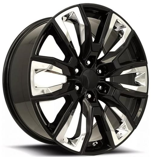Factory Reproductions Replica GM Split-6 Spoke Replica Wheel Gloss Black w/ Chrome Inserts