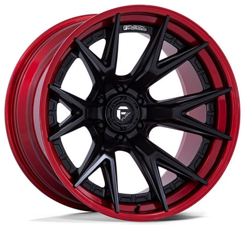 Fuel Off-Road FC402 Catalyst (6-Lug) Matte Black w/ Candy Red Lip
