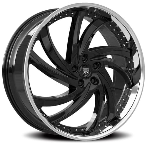 Lexani Turbine Gloss Black w/ Chrome Stainless Steel Lip
