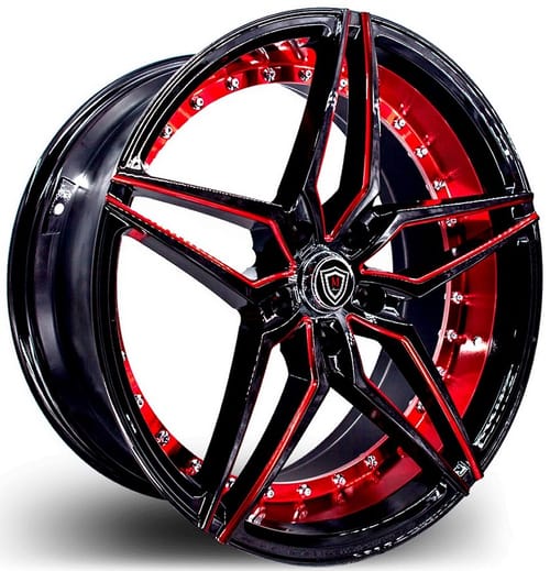 Marquee M3259 Gloss Black w/ Red Milled & Inner Lip