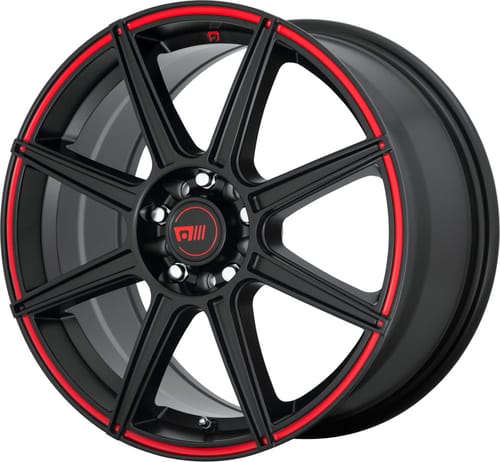 Motegi MR142 Satin Black w/ Red Strip