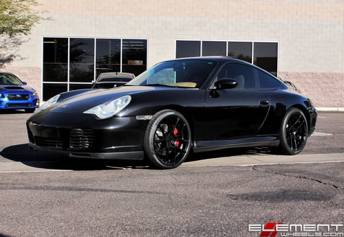 19 inch Staggered Ruger Split Matte Black on a 2003 Porsche Carrera 4S w/ Specs
