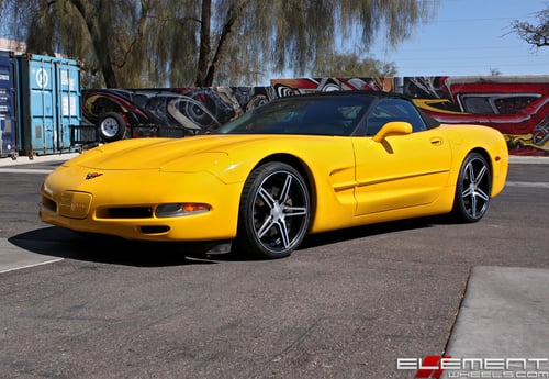 19/20 inch Staggered Cray Brickyard Matte Black w/ Machined Face on a 2004 Chevy Corvette C5 w/ Specs