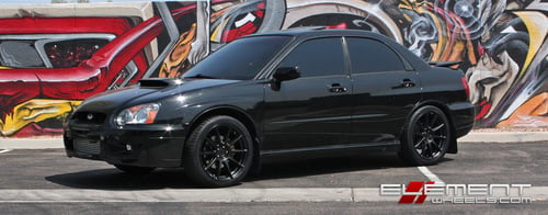 18x8 Niche Essen Matte Black on a 2004 Subaru WRX w/ Specs