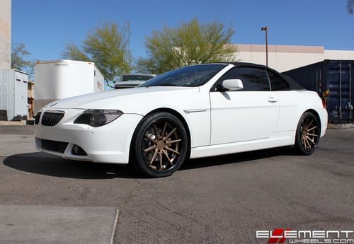 20 inch Staggered Ferrada FR4 Matte Bronze w/ Gloss Black Lip on a 2006 BMW 6 Series Coupe w/ Specs