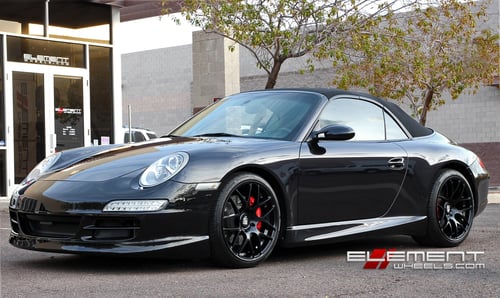 19 inch Staggered Ruger Mesh Black Wheels on 06 Porsche Carrera 997 w/ Specs