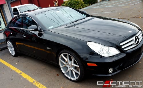 20 inch Staggered Black Di Forza BM-14 Brushed Silver on a 08 Mercedes CLS63 w/ Specs