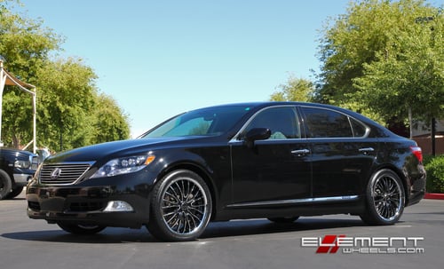 20x8.5 Black Di Forza BS5 Black/Chrome on 09 Lexus LS460 w/ Specs