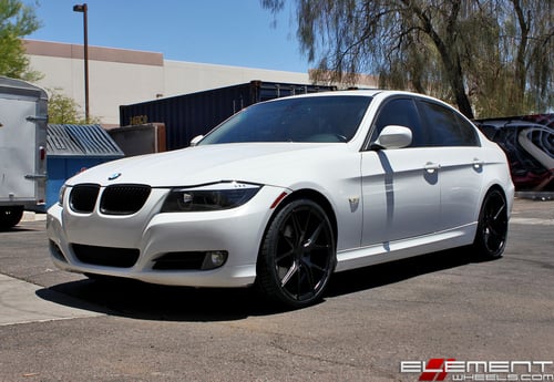 19 inch Staggered Verde V99 Axis Satin Black on a 2010 BMW 328i w/ Specs