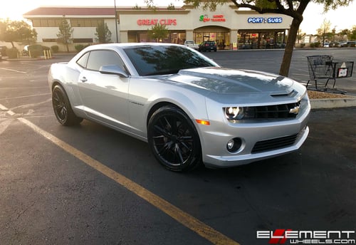20 inch Staggered MRR M650 Camaro ZL1 Replica Satin Black on a 2010 Chevy Camaro SS w/ Specs