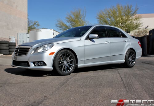 18 inch Staggered F1R F27 Machine Gun Metal on a 2010 Mercedes Benz E350 Sedan w/ Specs