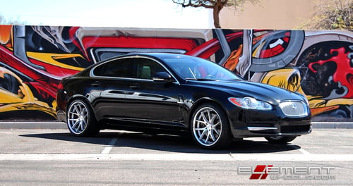 20 inch Staggered Ferrada FR2 Machine Silver w/ Chrome Lip on 2010 Jaguar XF w/ Specs