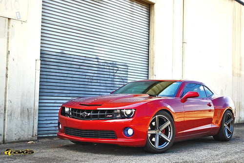 20 inch Staggered Axis Model One Matte Graphite on a 2011 Chevy Camaro w/ Specs