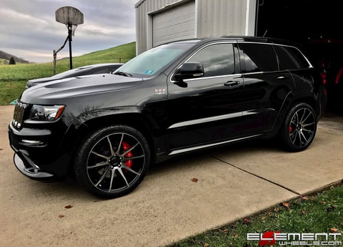 22x10.5 Black Di Forza BM-12 Gloss Black w/ Double Dark Tint Face on a 2012 Jeep Grande Cherokee SRT8 w/ Specs