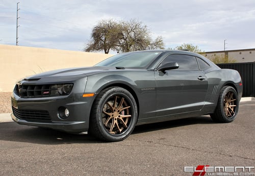 20 inch Staggered Ferrada FR2 Matte Bronze w/ Gloss Black Lip on a 2013 Chevy Camaro SS w/ Specs