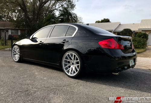 20 inch Staggered Giovanna Shaki Gloss Silver Machined Face on a 2013 Infiniti G37 Sedan w/ Specs