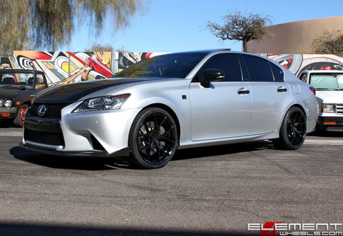 20 inch Staggered MRR FS06 Gloss Black on a 2013 Lexus GS350 F Sport w/ Specs