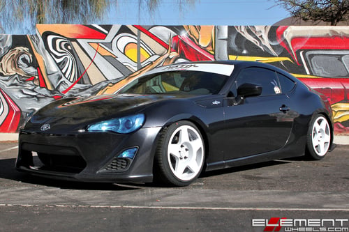 17x9 Fifteen52 Tarmac Rally White on a 2013 Scion FR-S w/ Specs