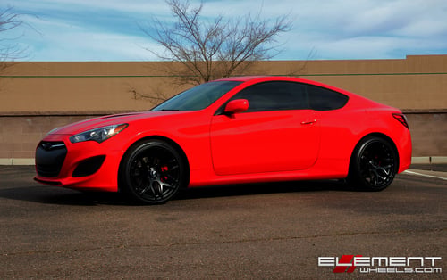 19 inch Staggered Ground Force GF09 Matte Black on 2013 Hyundai Genesis Coupe w/ Specs