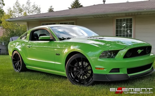 20 in Staggered KMC KM691 Spin Matte Black on 2013 Ford Mustang GT w/ Specs