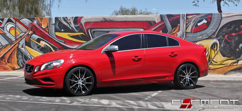 19x8.5 TSW Sprint Gloss Black w/ Mirror Cut Face on a 2013 Volvo S60 w/ Specs